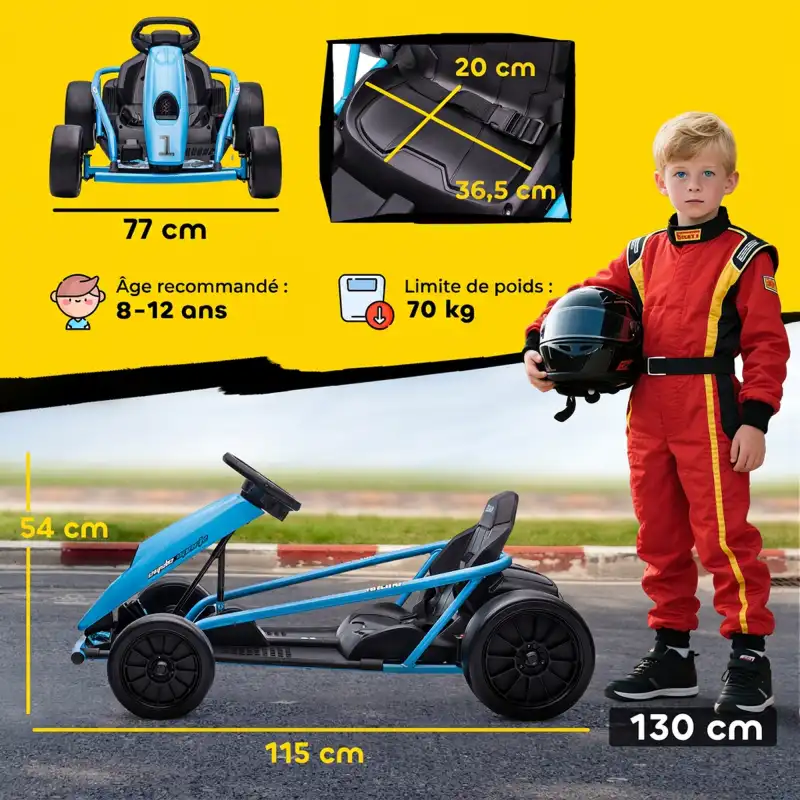 Go-kart drift enfant 13 km/h bleu, photo 3