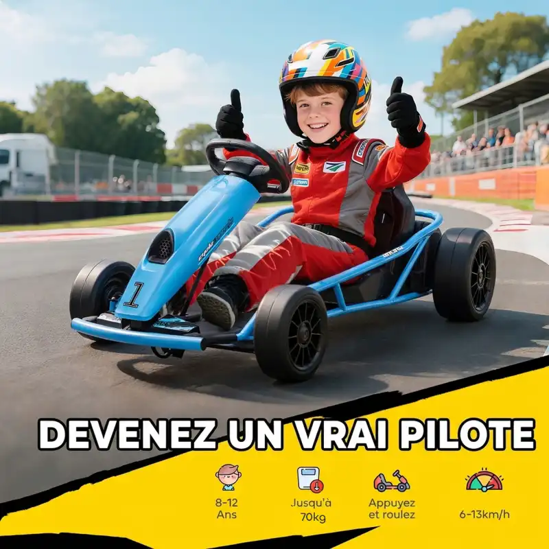 Go-kart drift enfant 13 km/h bleu, photo 4