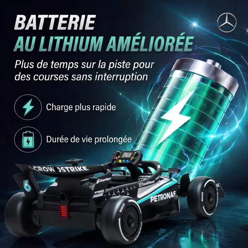 Go-kart électrique Mercedes-AMG F1 enfant 12V avec télécommande parentale, photo 5