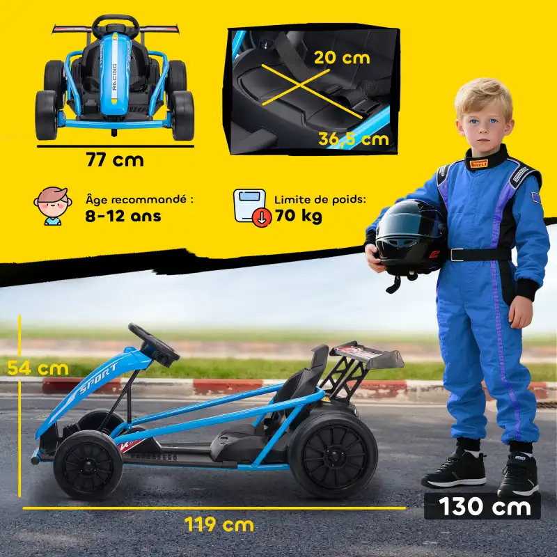 Gokart électrique 24V bleu, photo 3