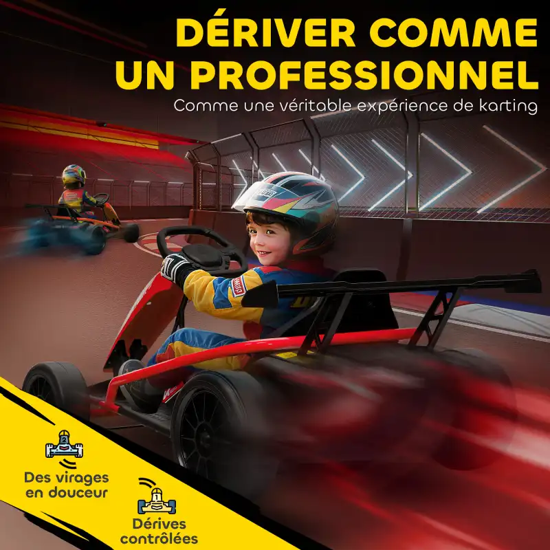 Gokart électrique drift 8-12 ans rouge, photo 4