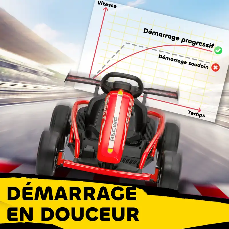 Gokart électrique drift 8-12 ans rouge, photo 6