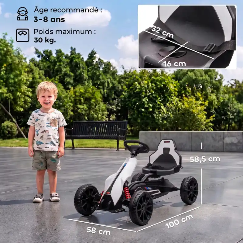 Kart électrique 12V enfant 3-8 ans blanc, photo 3