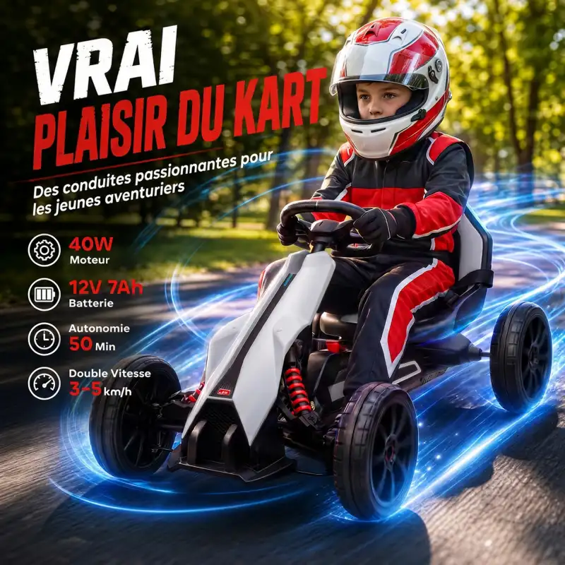 Kart électrique 12V enfant 3-8 ans blanc, photo 4