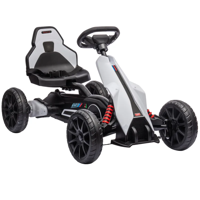 Kart électrique 12V enfant 3-8 ans blanc, vue d'ensemble