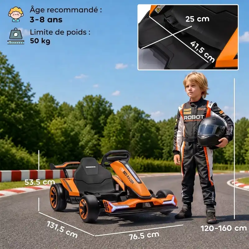 Kart électrique enfant à batterie lithium, photo 3