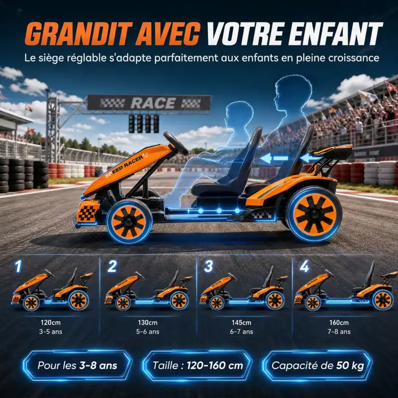 Kart électrique enfant à batterie lithium, photo 6
