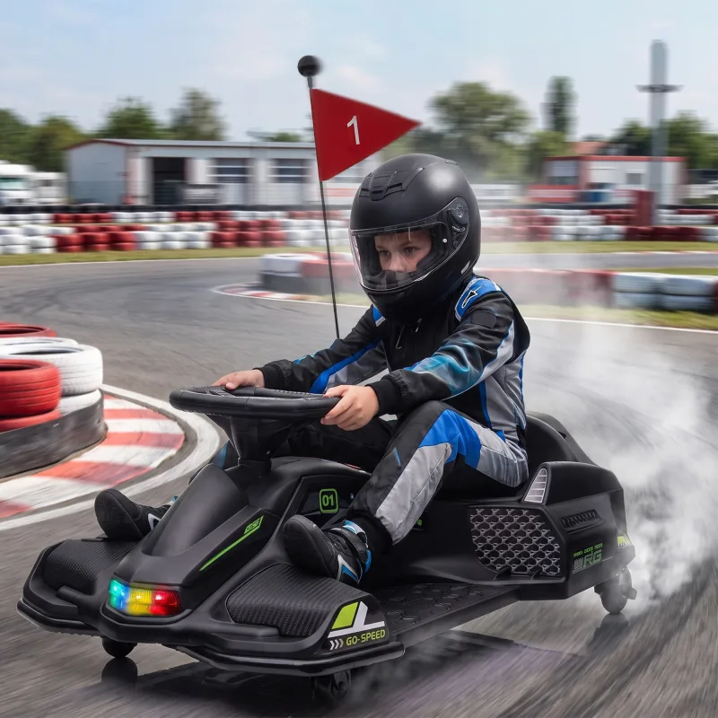 Kart électrique drift noir avec lumières et musique, photo 2