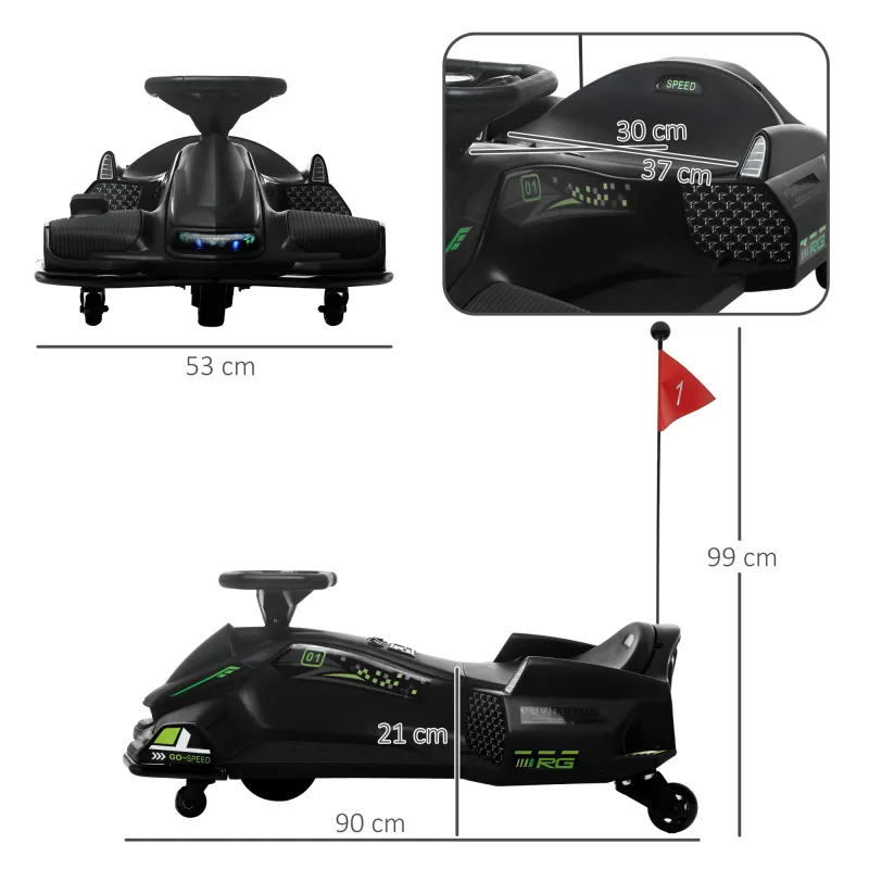 Kart électrique drift noir avec lumières et musique, photo 3