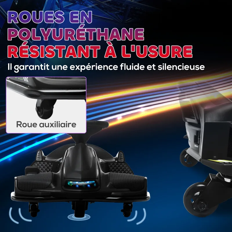 Kart électrique drift noir avec lumières et musique, photo 6