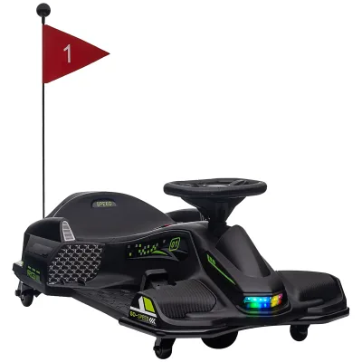 Kart électrique drift noir avec lumières et musique