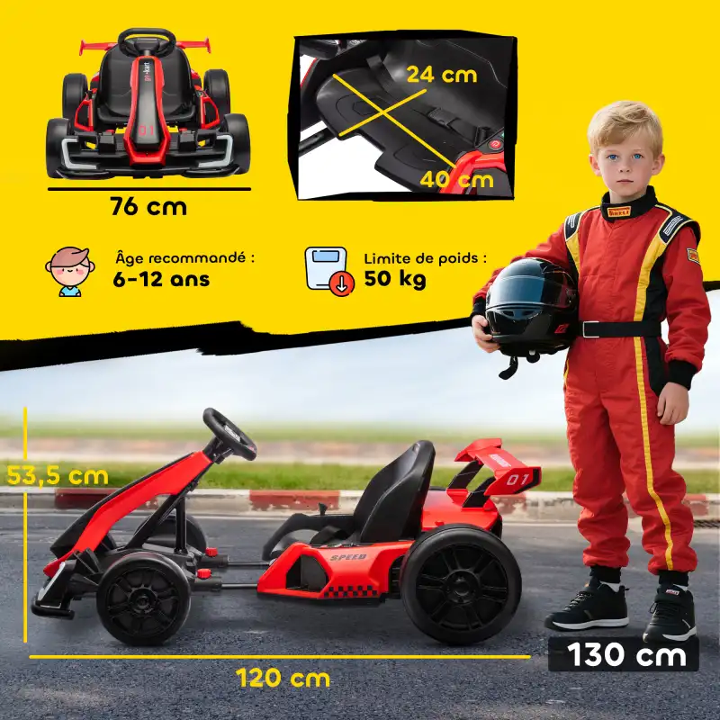 Kart électrique enfant 24V rouge, photo 3