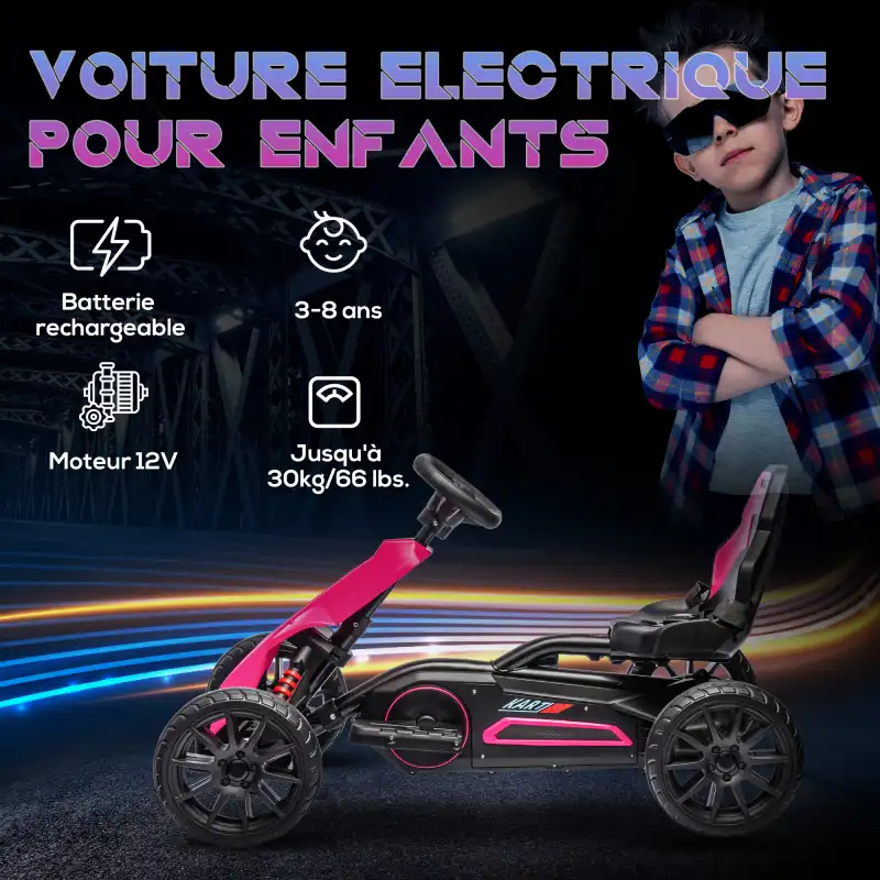 Kart électrique rose pour fille de 3 à 8 ans, photo 4